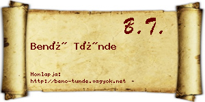 Benő Tünde névjegykártya
